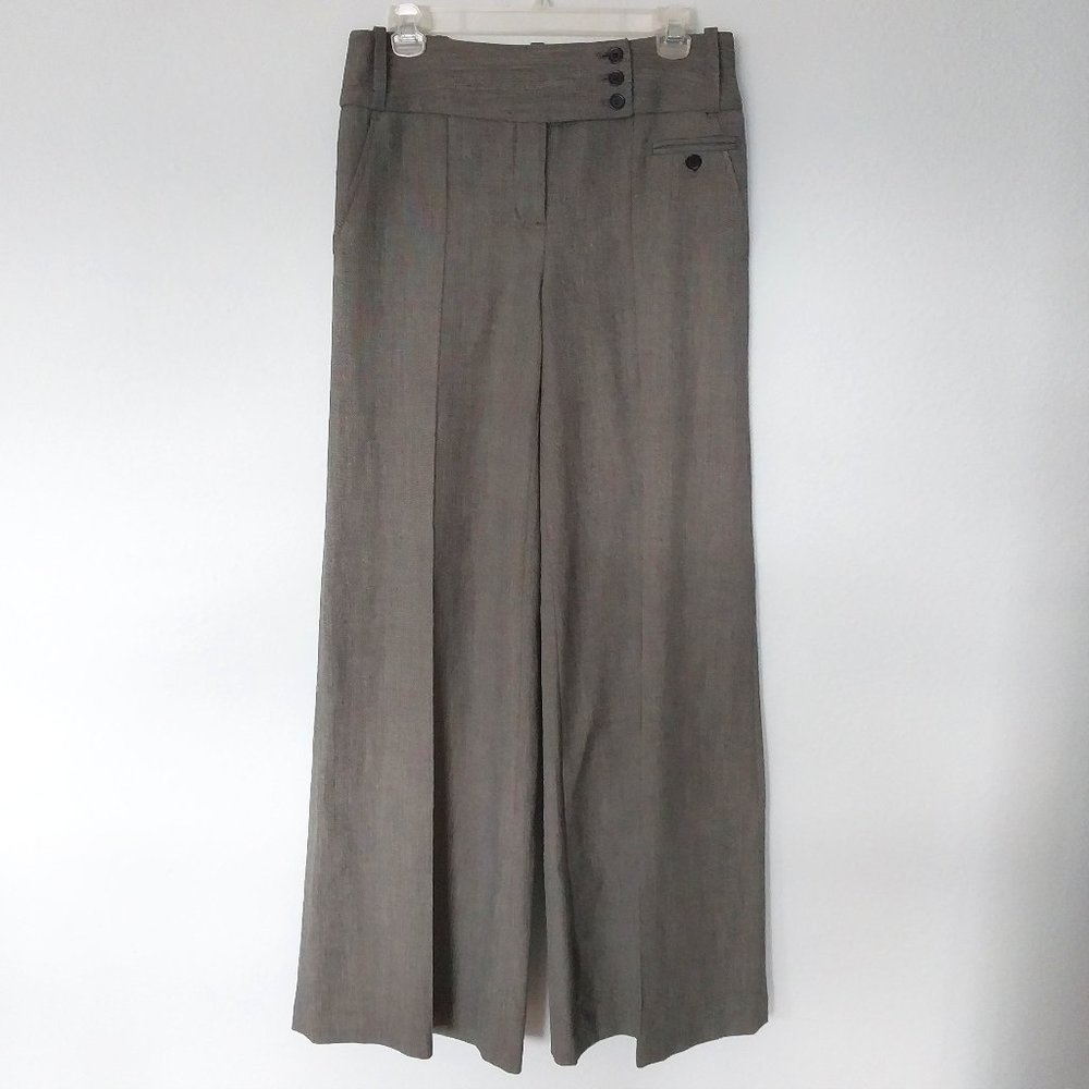 Kenar Grey Side Button Waist Wide Leg Pants